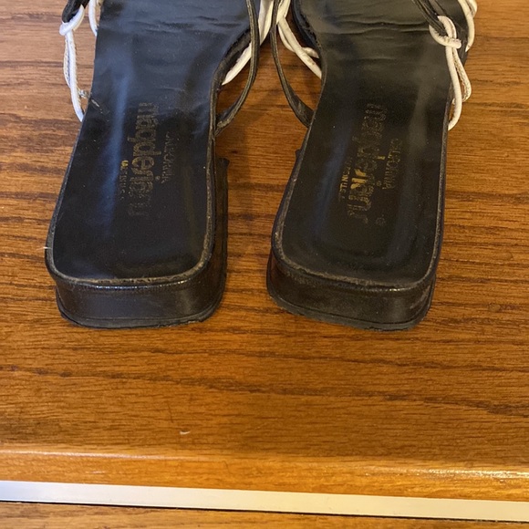 Black and White Flat Strappy Sandals - Picture 6 of 8